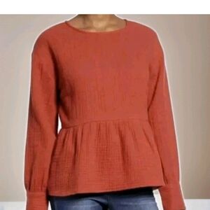 Madewell Terracotta Peplum Blouse